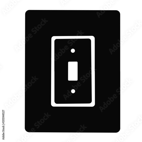 Classic light switch silhouette on white background, minimal design