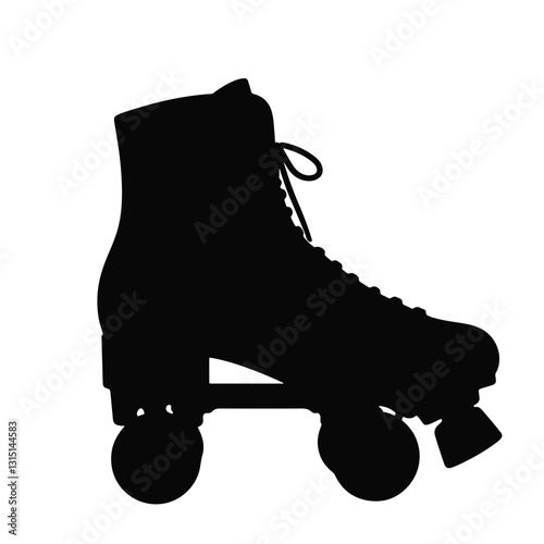 Silhouette of a roller skate on a white background, sports concept