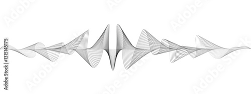 Abstract undulating lines of sound wave . Dynamic pulsating wave Music concept, digital music frequency symbols. Vector.