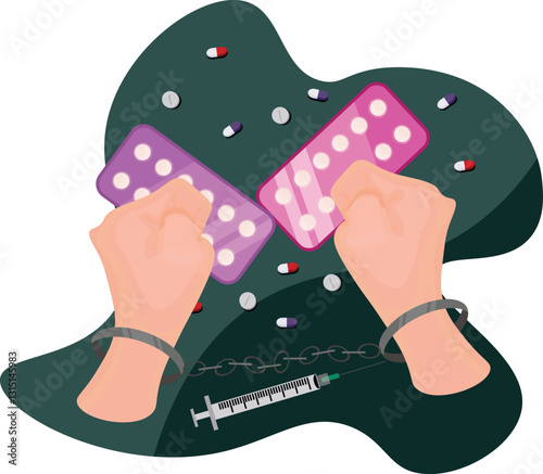 drug addiction with hand cuffed 