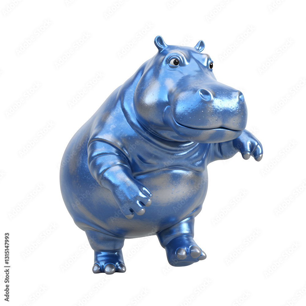 Fototapeta premium Hippo with Metallic Body Paint at Futuristic Dance Fest