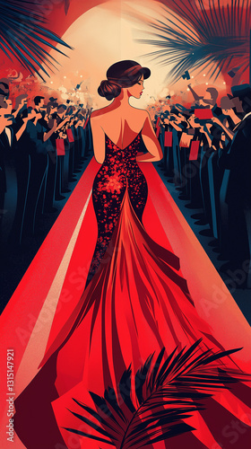 Red dress fashion silhouette of a dancing lady