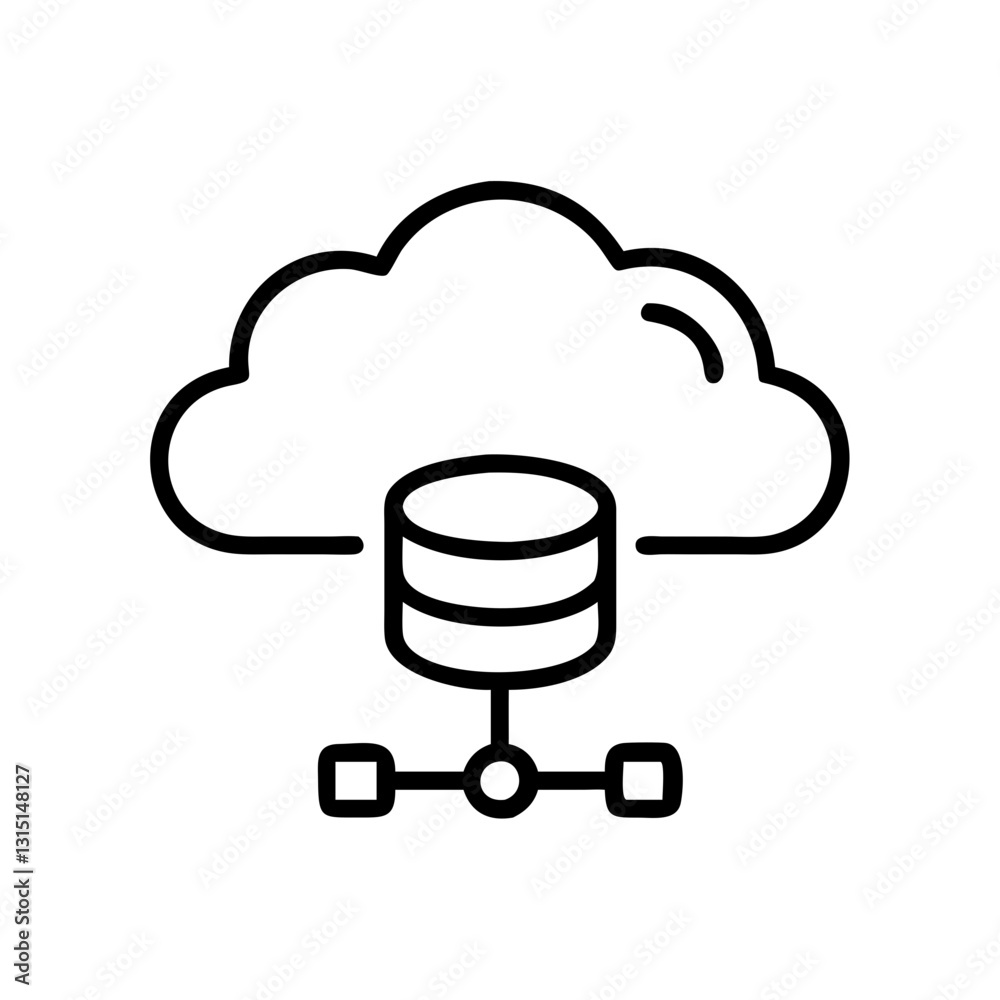 Cloud Database icon representing data storage and connectivity on a minimalistic background Cloud Database icon representing data storage and connectivity on a minimalistic background