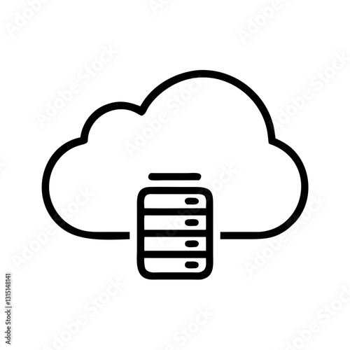 Cloud database icon featuring a cloud with a server symbol
