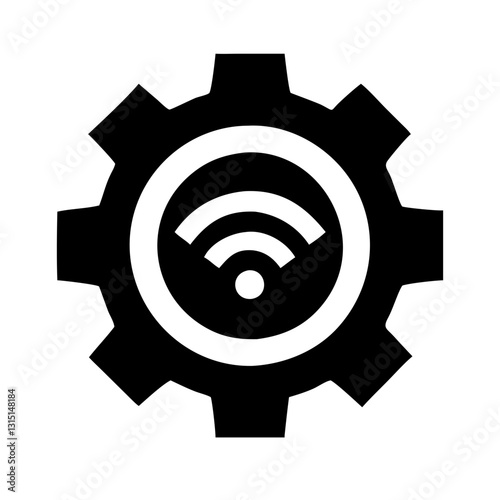 Autonomous system icon featuring a gear with a wireless signal symbol
