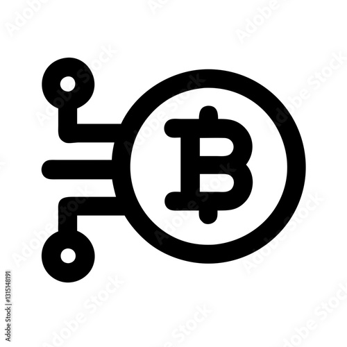 Bitcoin icon featuring a digital currency symbol with technology connections
