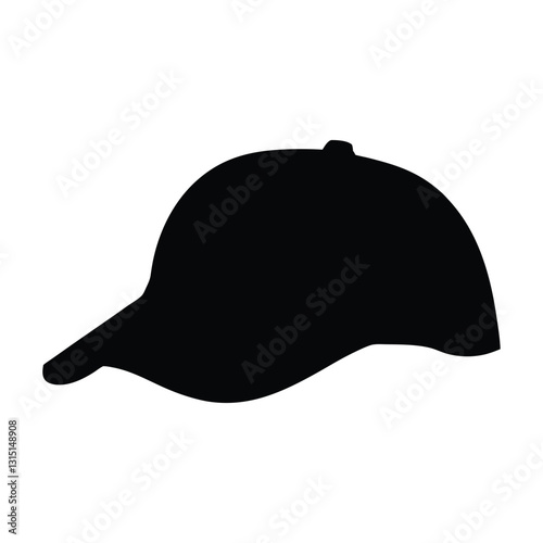 Silhouette of a Baseball Cap with Curved Brim and Button on Top