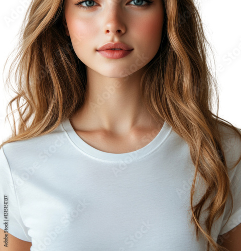 Model portrait in fashion isolated on transparent background, png photo