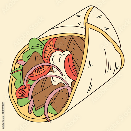 Realistic full-image vector artwork of a gyro, perfect for digital and print designs.