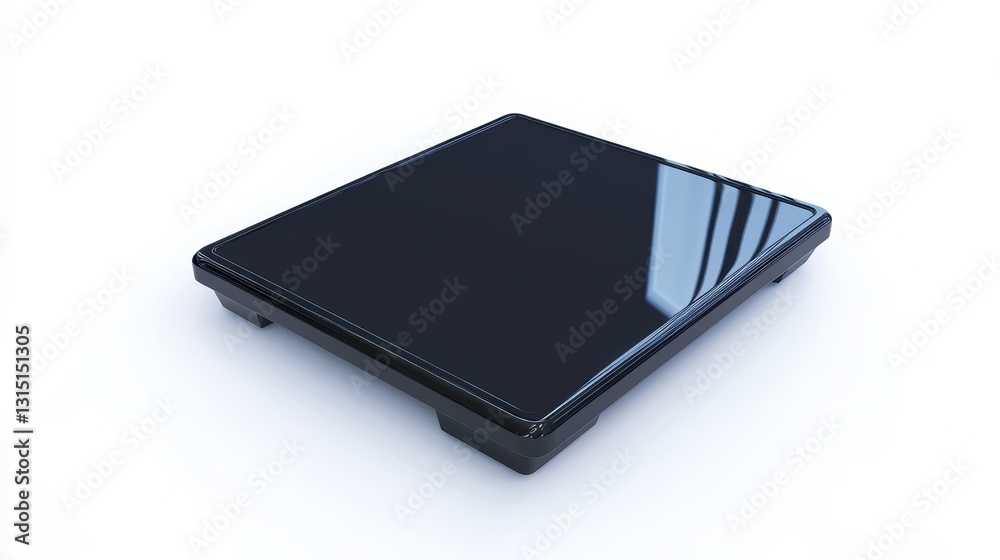 A modern digital weighing scale for fitness, placed on a white isolated background A modern digital weighing scale for fitness, placed on a white isolated background