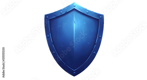 Blue shield cut out isolated on white background