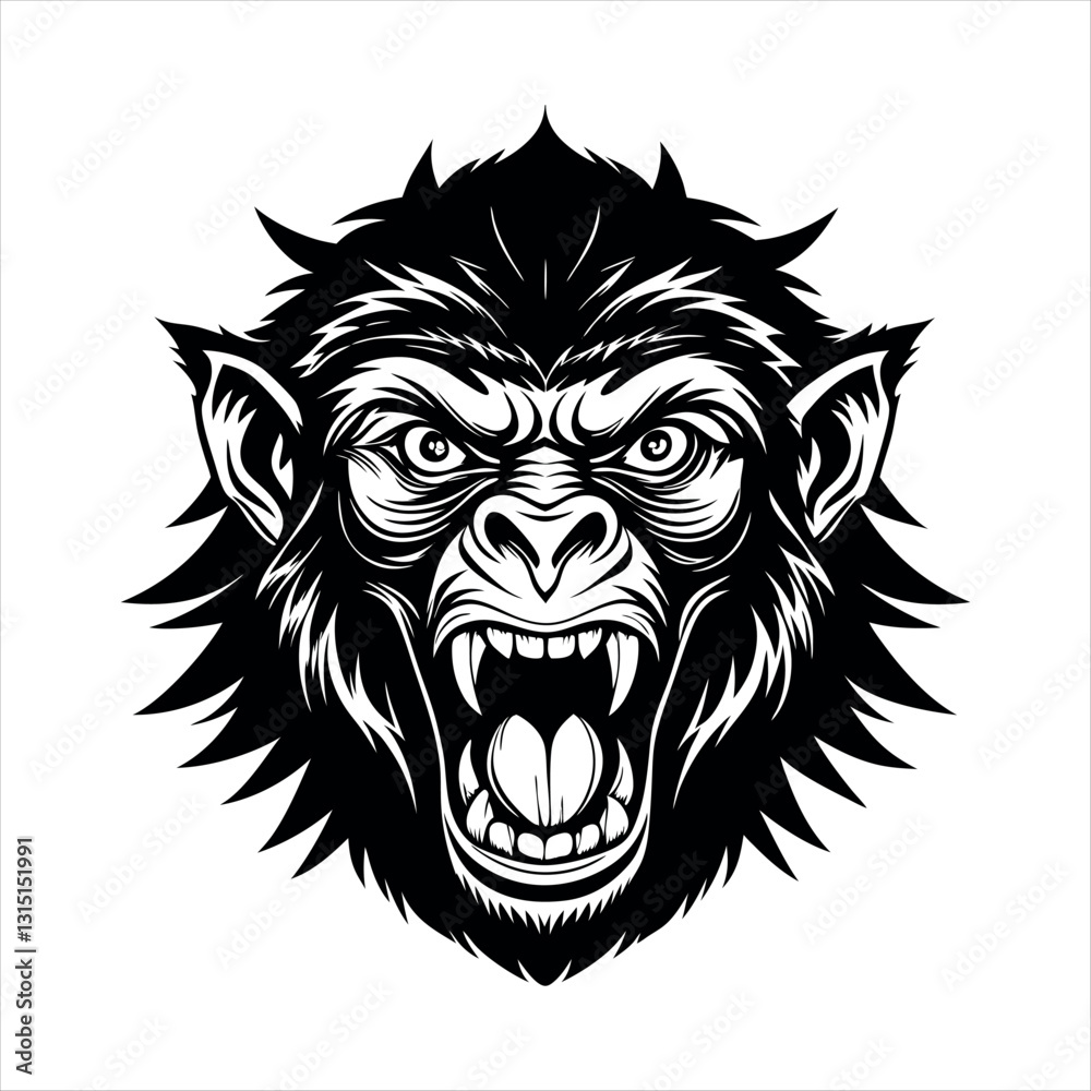 Obraz premium a chimpanzee head lion head vector