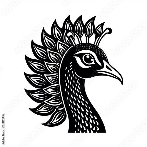 a peacock head vector illustration of a bird