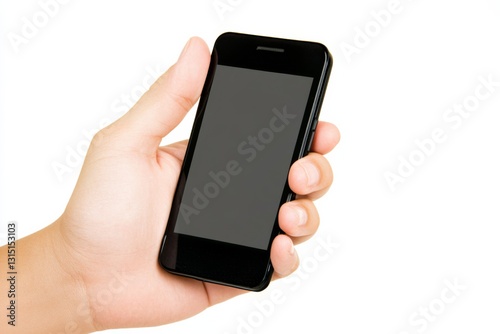 Wallpaper Mural Hand holding a black cell phone. The phone is turned off. The screen is black Torontodigital.ca