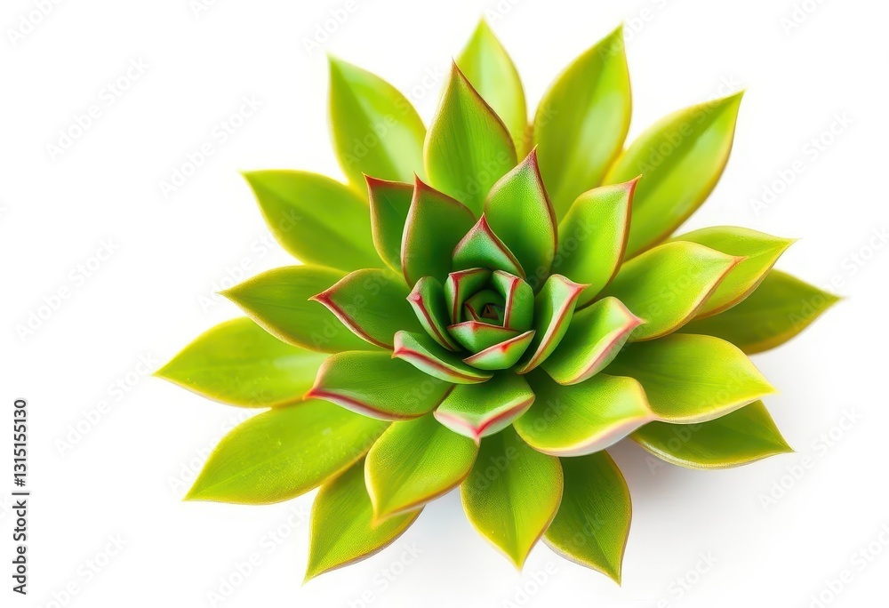 Single succulent plant, vibrant green leaves, isolated on pure white background, macro, color Single succulent plant, vibrant green leaves, isolated on pure white background, macro, color