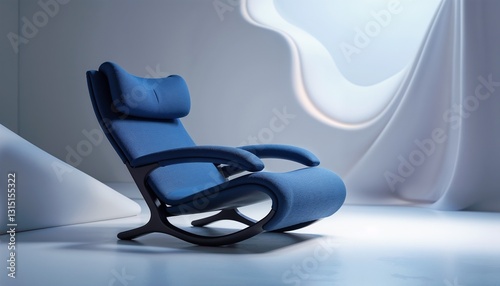 Blue modern chair design with a comfortable look in a stylish minimalist interior
