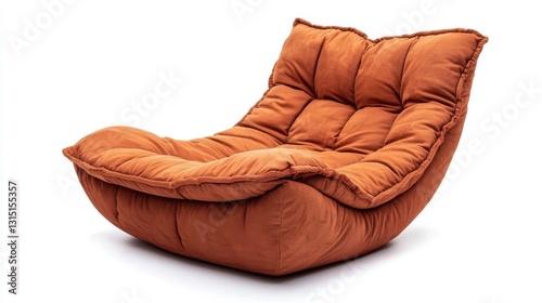 A comfortable lounge chair with soft cushions, placed on a white isolated background