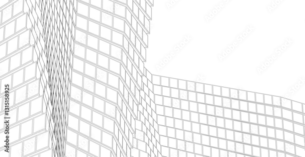 Futuristic Wireframe Skyscrapers – Abstract 3D Architectural Cityscape with Modern Geometric Structures Futuristic Wireframe Skyscrapers – Abstract 3D Architectural Cityscape with Modern Geometric Structures