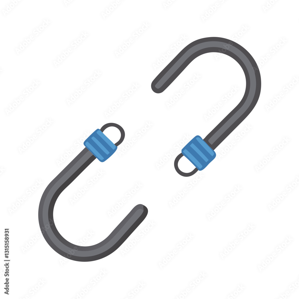 Black carabiner hooks for climbing and safety gear Black carabiner hooks for climbing and safety gear