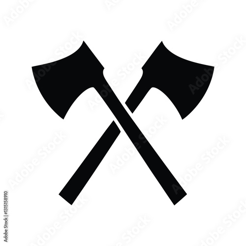 Silhouette of Crossed Axes - High-Quality Vector Icon for Strength, Labor, and Historical Tools. Crossed Axes Black silhouette vector.