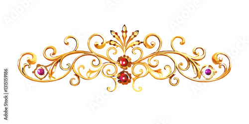 Golden ornamental divider with gemstones