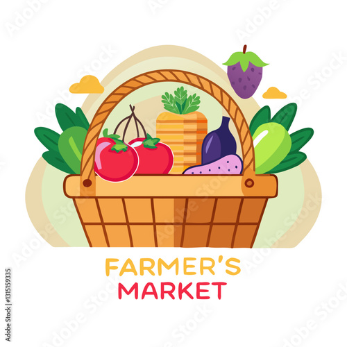 Farmer’s market basket with fresh vegetables