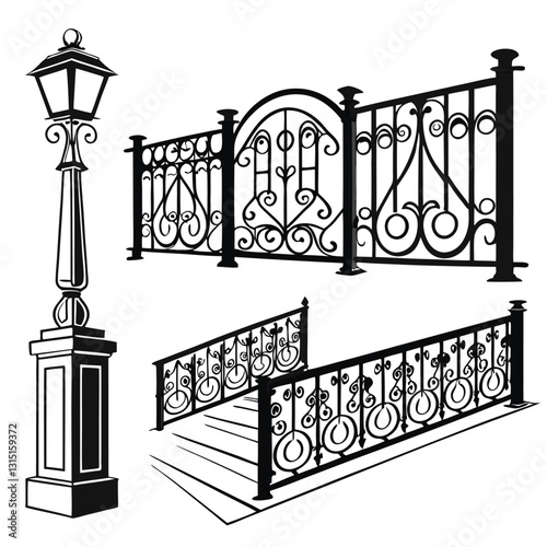Vintage wrought iron gates and fence showcase intricate metal art and architectural design