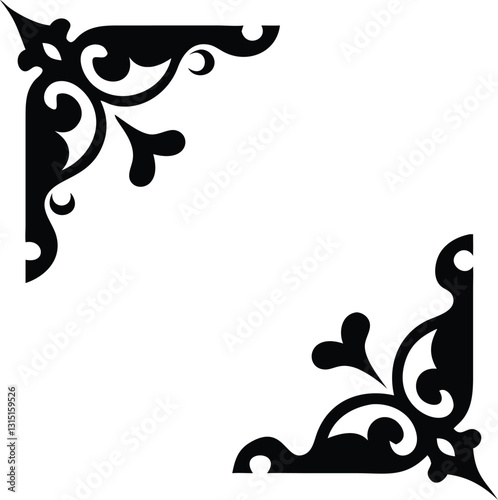 Abstract floral vector art with vintage leaf and swirl ornaments