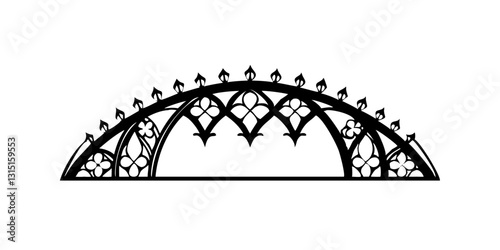 Black ornamental arch with symmetrical design