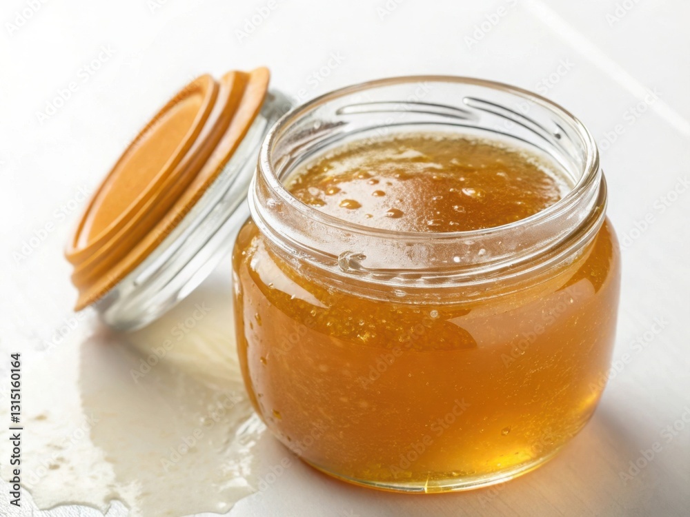 Jar of Pure Honey with Honey Dipper and Honeycomb, Organic and Sweet Treat Jar of Pure Honey with Honey Dipper and Honeycomb, Organic and Sweet Treat