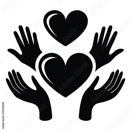 Hands holding a red heart symbolize love, care, and health, often as a romantic icon or a sign of giving on Valentine's Day