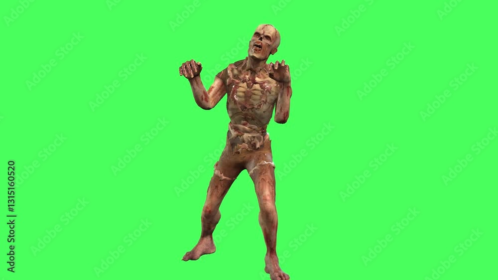 zombie neck biting green screen animation