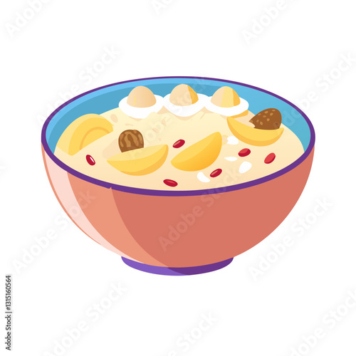 Breakfast bowl with oatmeal, bananas, and nuts