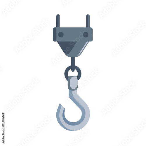 Industrial crane hook in steel grey