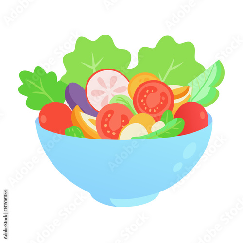 Fresh vegetable salad bowl with tomatoes and lettuce