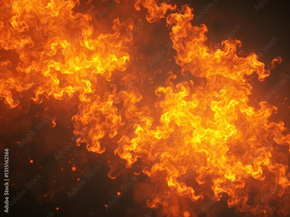 Fiery orange and yellow flames engulfing darkness, abstract, blaze, bright Fiery orange and yellow flames engulfing darkness, abstract, blaze, bright