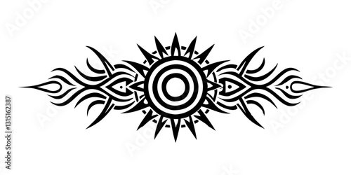 Ornamental tribal sun divider with spiritual design