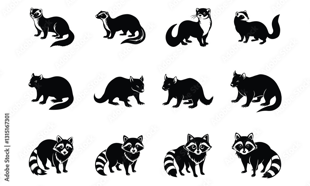 Obraz premium Silhouette set of animals