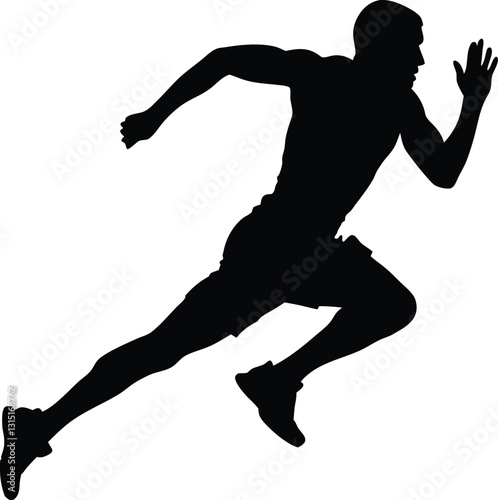 Dynamic Silhouette of a Person Running - High-Quality Vector Illustration for Sports and Fitness. Black silhouette of a person who is running 