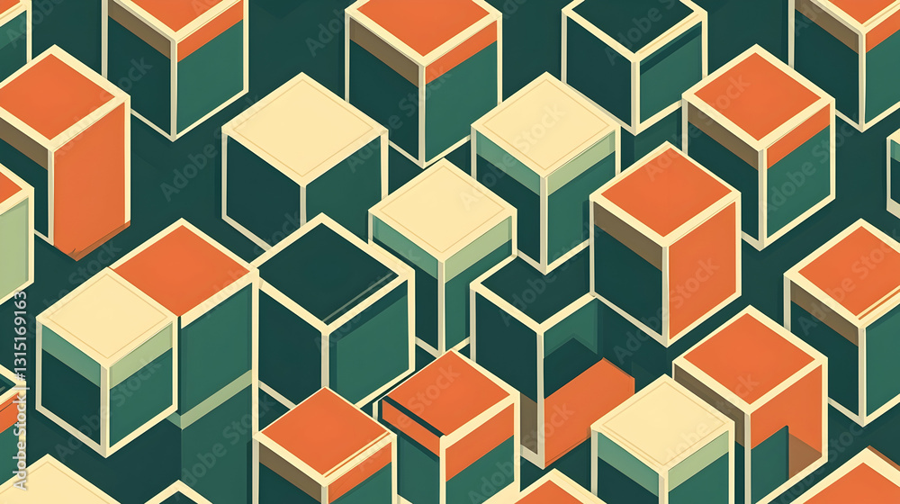Abstract isometric cube city background design; ideal for tech or architecture websites Abstract isometric cube city background design; ideal for tech or architecture websites