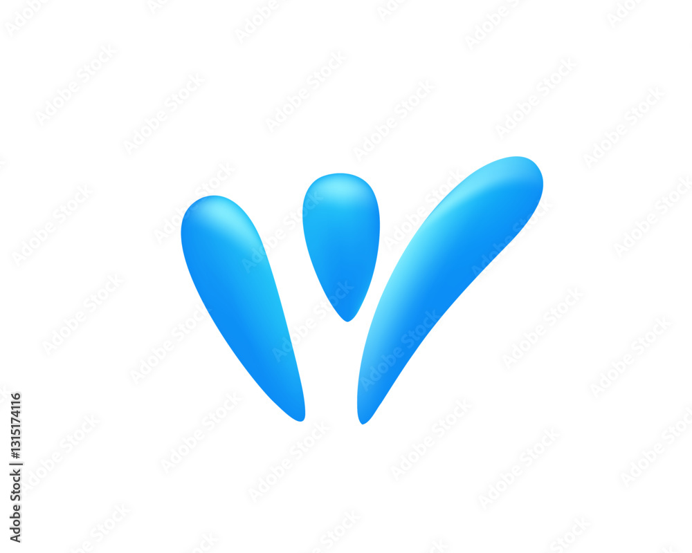 Abstract blue shape symbolizes movement and fluidity on a stark white backdrop. Abstract blue shape symbolizes movement and fluidity on a stark white backdrop.