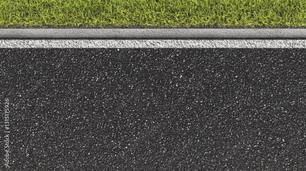 Fototapeta premium Roadway with fresh asphalt and green grass alongside for urban concepts