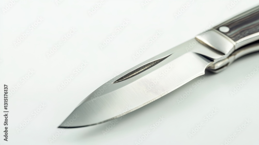 Obraz premium A close-up of a classic pocket knife on a white isolated background
