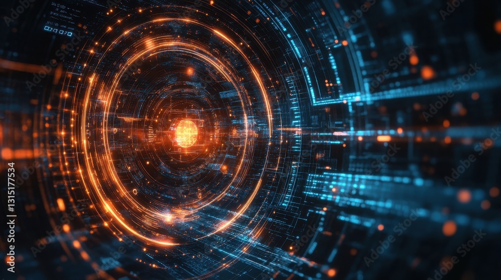 Dynamic circular data visualization digital realm abstract art futuristic technology close-up view innovation concept Dynamic circular data visualization digital realm abstract art futuristic technology close-up view innovation concept