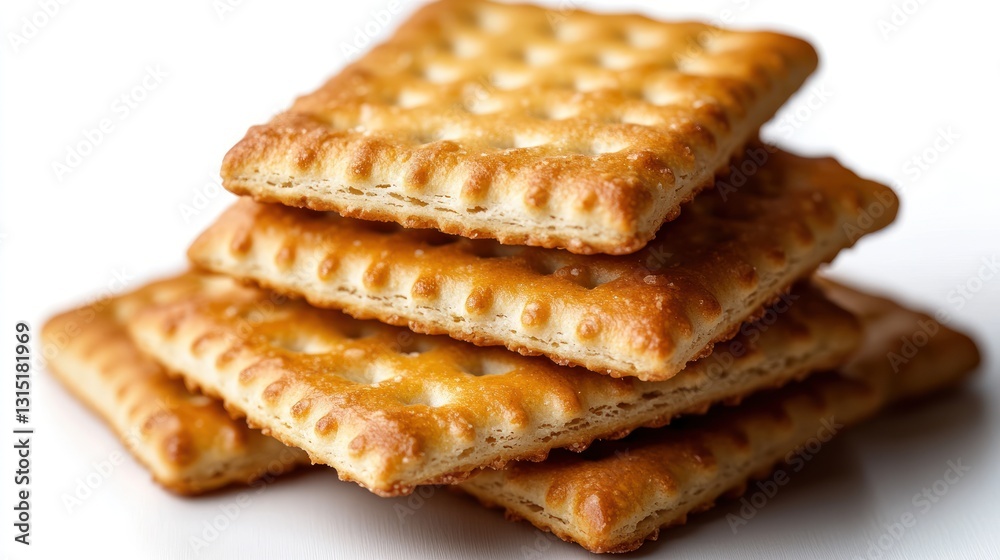 Stacked crackers on white background Stacked crackers on white background