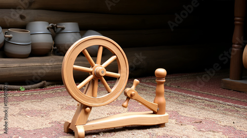 Wooden spinning wheel