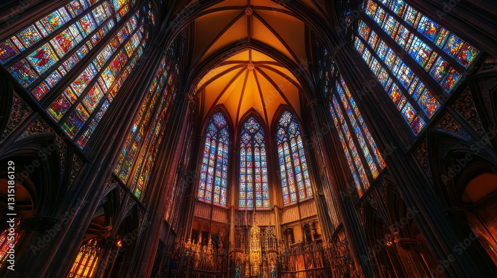 Obraz premium Architecture Gothic Cathedral Interior Moment Glowing