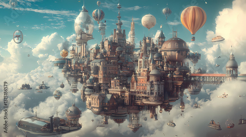 Data-driven marketing strategy in surreal art. Surreal - City. Illustration photo