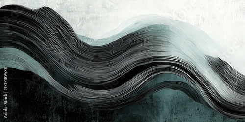 Ethereal ink-washed waves abstract modern minimalistic expression