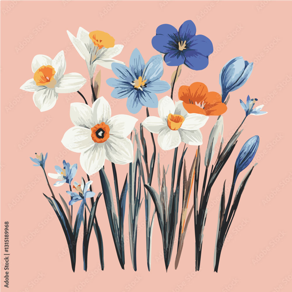 Obraz premium Illustration of greeting card for the spring holiday